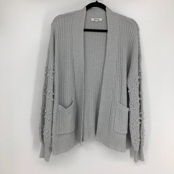 Madewell Grey Bobble Cardigan / Open front Sweater in Cool Fog Long sleeve S - Picture 2 of 16